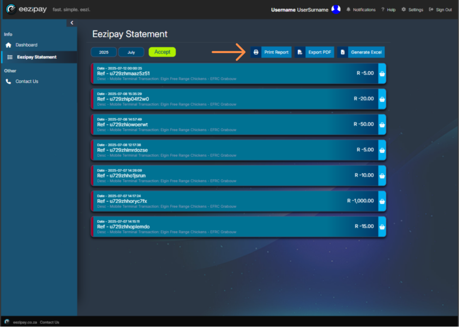 Exporting Statements